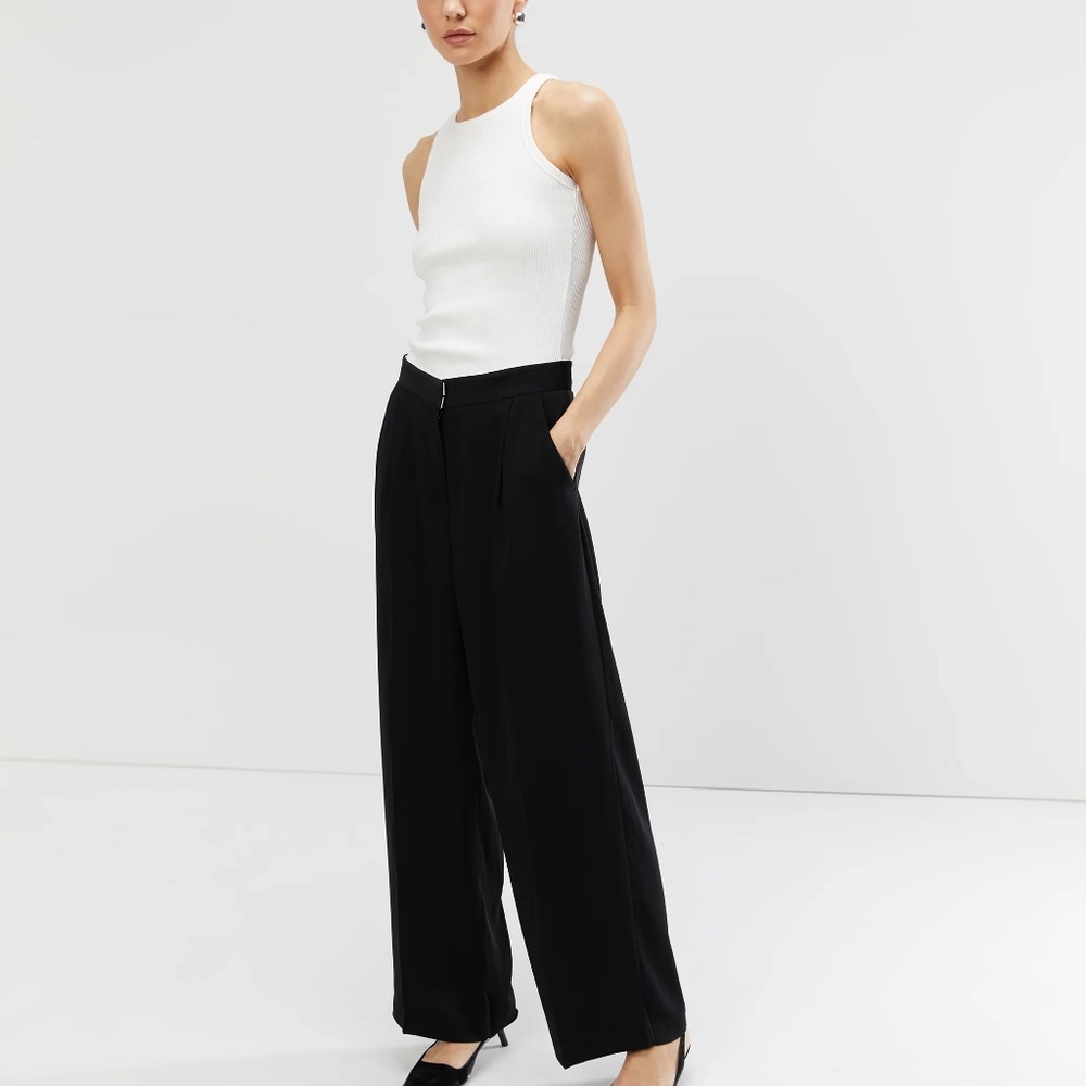 OAK + FORT SINGLE PLEAT WIDE LEG PANT